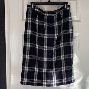 Anthro Mod Modcloth rockabilly Navy and White Plaid Pencil Skirt